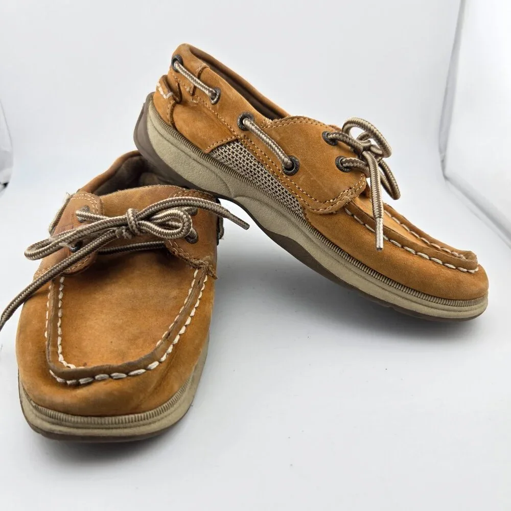 Sperry Intrepid Boys Boat Shoes Tan Brown Leather Little Kid Size 1M